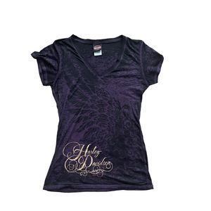 ‘14 Harley Davison’s purple winged distressed tshirt